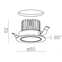 RING next 50 LED M930 36° wpuszczany biały struktura 37982-M930-FW-00-13