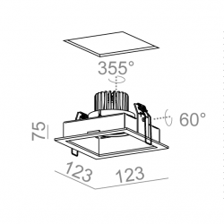 SQUARES next 50x1 LED M930 36° wpuszczany czarny struktura 37979-M930-FB-00-12