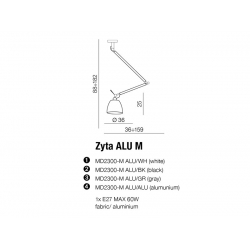 ZYTA M PENDANT ZWIS ALUMINIOWY AZ2304  AZZARDO Różne kolory